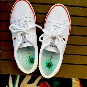 Tommy Hilfiger White and Red Casual Sneakers